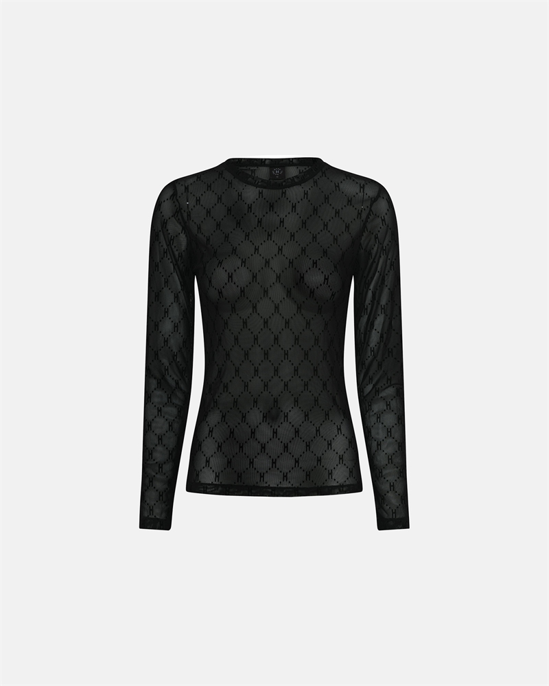 Hype the Detail mesh blouse LOGO Black