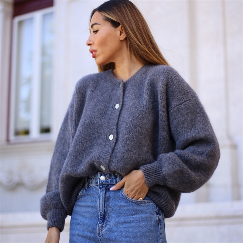 Depeche Clothing SarahDe Alpaca Cardigan 100376 254 Grey Melange