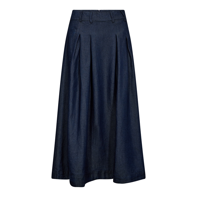 Co Couture AnyaCC Denim Pleat Skirt Navy Denim 34181