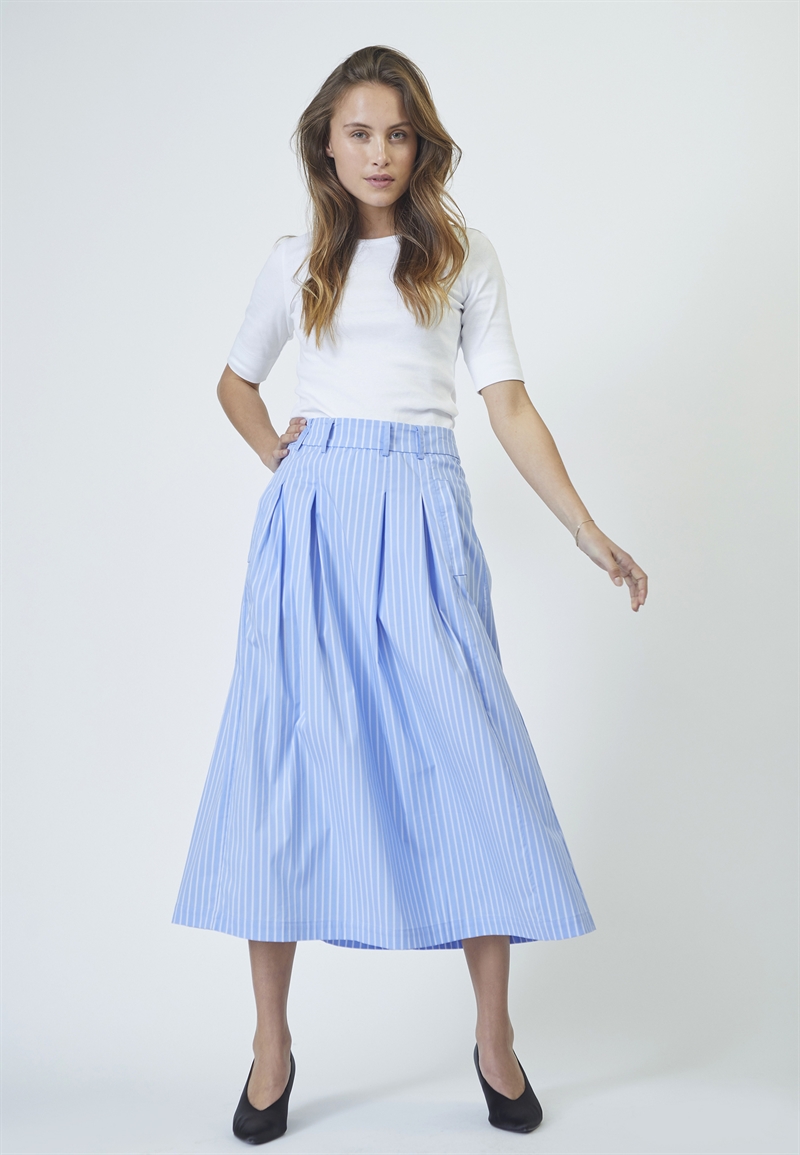 Co Couture MicaCC Stripe Pleat Skirt 34225 Pale Blue