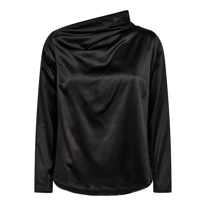 Co Couture CameronCC Drape Neck Blouse Black 35227 - Skjorte