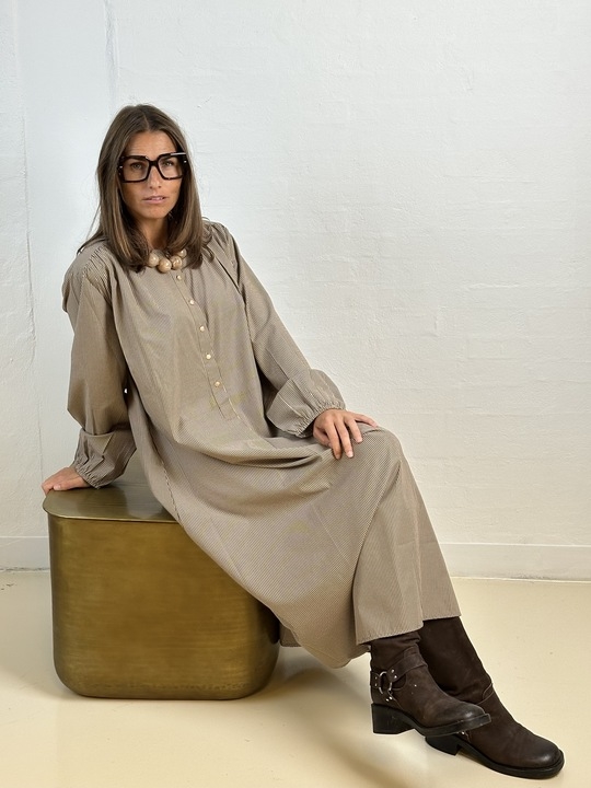 GASPAR Luna Stripe Dress 2507723 Kjole Brown