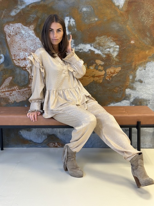 GASPAR Fiji Satin Pant 2507907 Bukser Vanilla