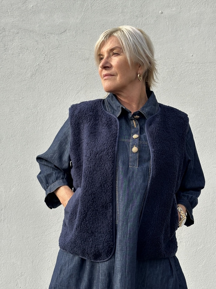 GASPAR Duffy Waistcoat 2510301 Blue  〖 PRE-ORDRE〗KOMMER I DECEMBER