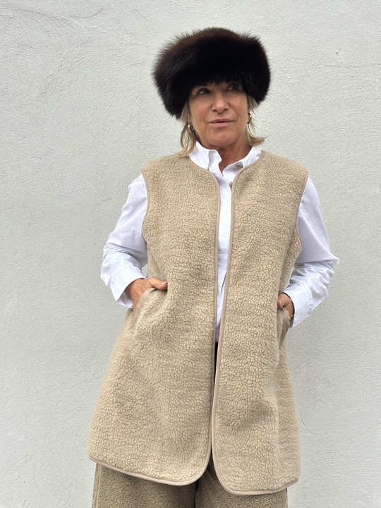 GASPAR Duffy Long Waistcoat 2510336 Champagne〖 PRE-ORDRE〗KOMMER I DECEMBER