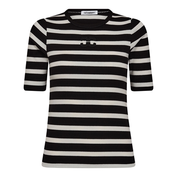 Co Couture GrannyCC Rib Emb SS T-shirt 33206 OffWhite - Black 33206
