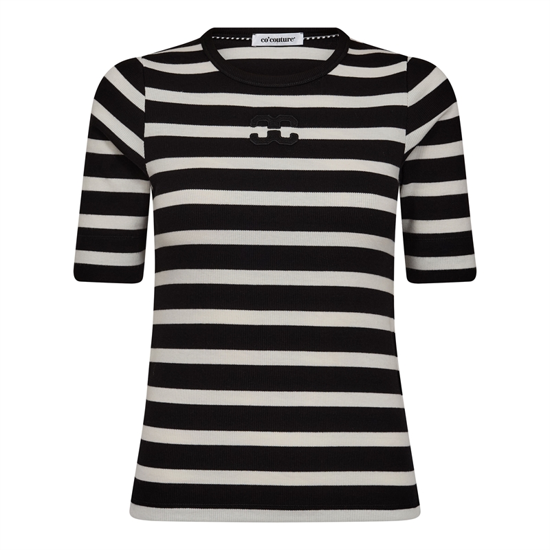 Co Couture GrannyCC Rib Emb SS T-shirt 33206 OffWhite - Black 33206