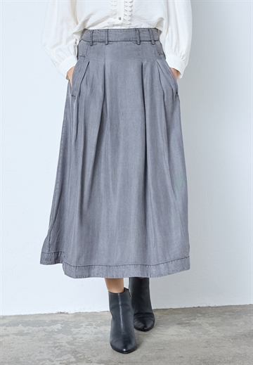 Co Couture AnyaCC Denim Pleat Skirt 34181 MID GREY