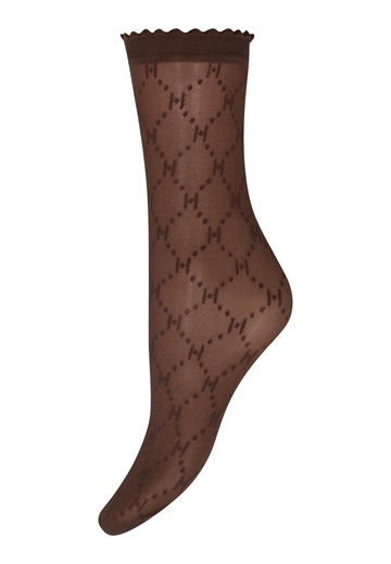 Hype the Detail socks logo 25 denier Brown