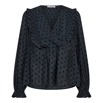 Co Couture DollyCC Dot Frill Smock Shirt Navy 35453 