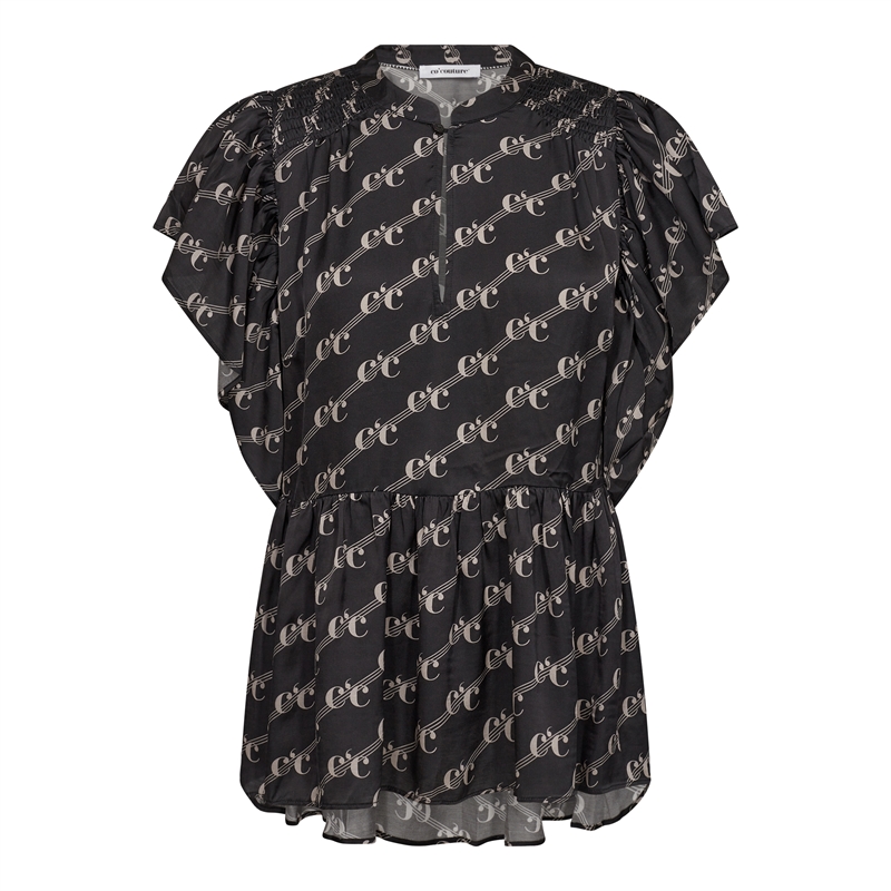 Co Couture LogoCC Line Frill Top Black 35474 