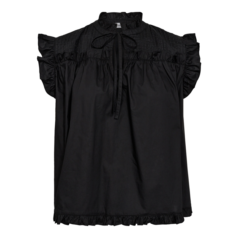 Co Couture PrimaCC Frill Tie Top Black 35485 