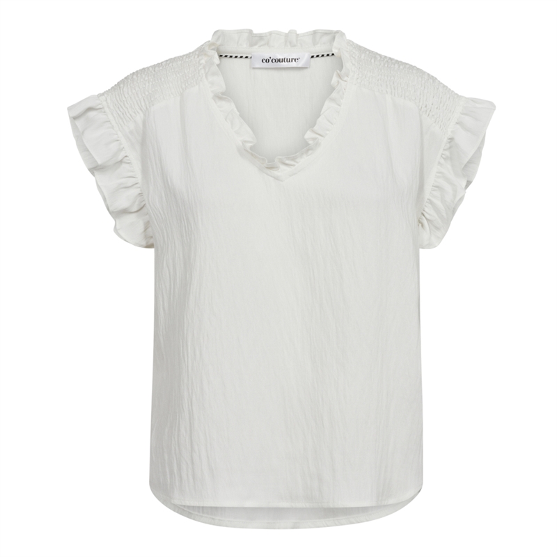 Co Couture SuedaCC Frill Smock Top White 35497
