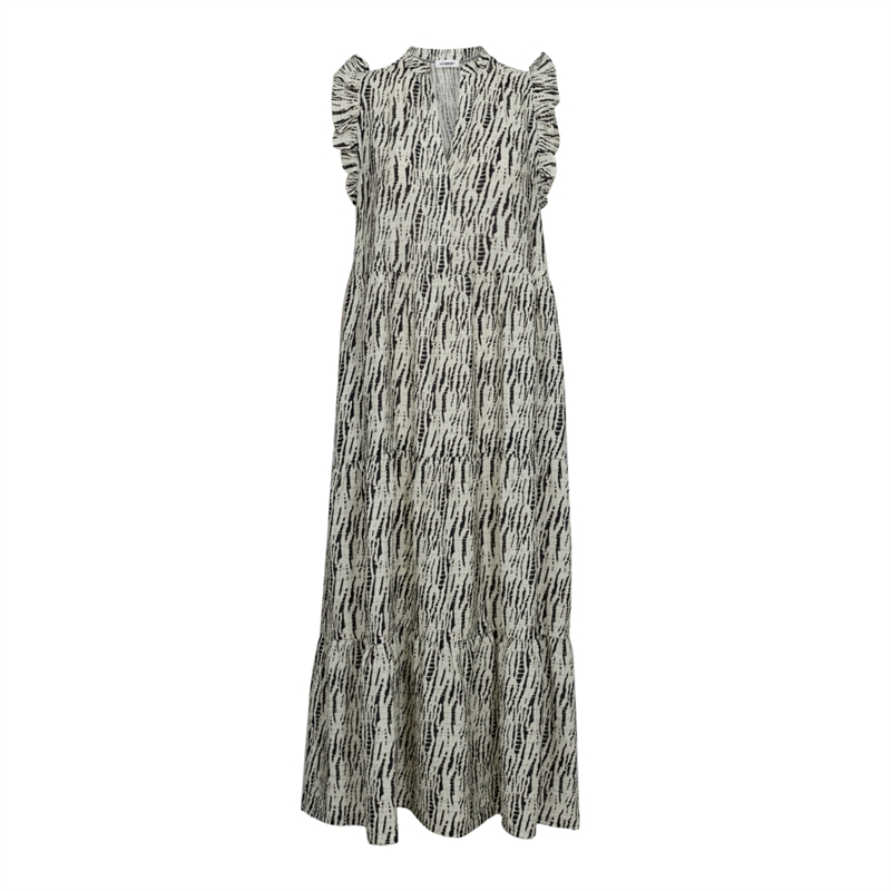 Co Couture CarolaCC SS Floor Dress Off White-Black 36336 