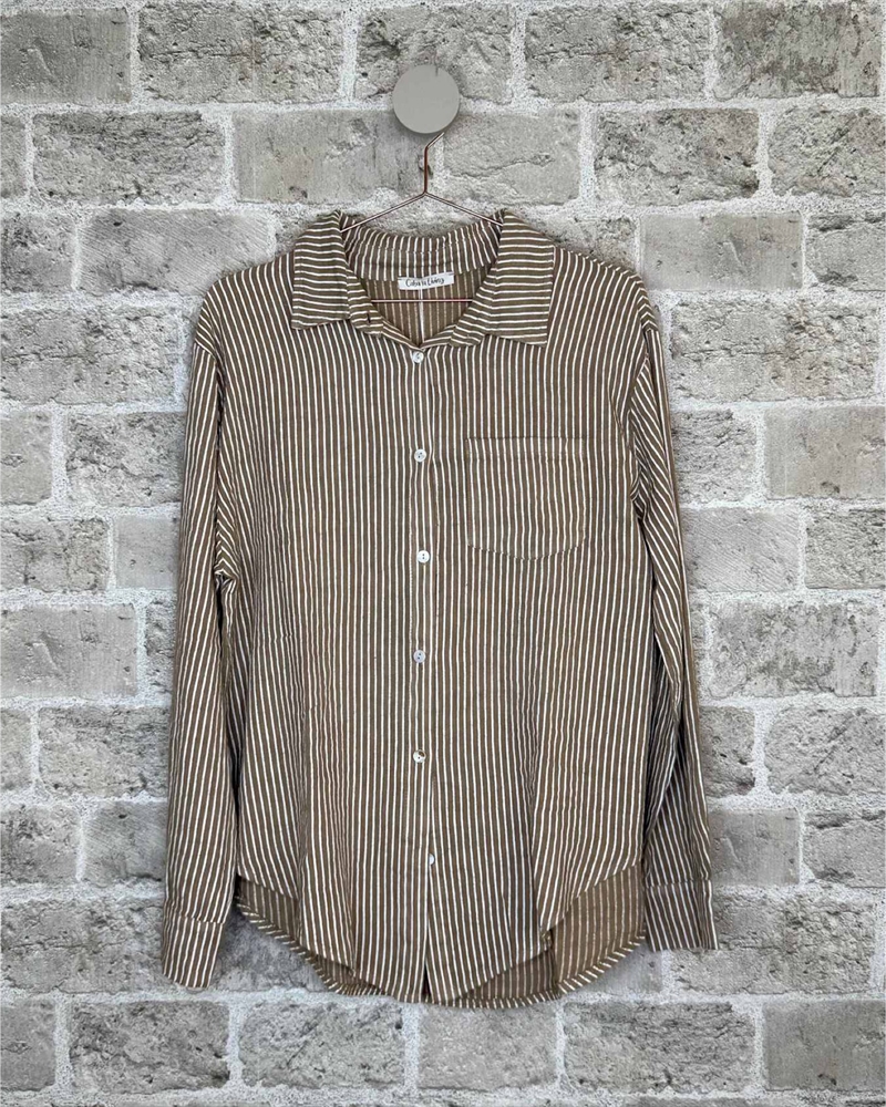 Cabana Living Fauna B 3583 ST Latte Stripe Hørskjorte 