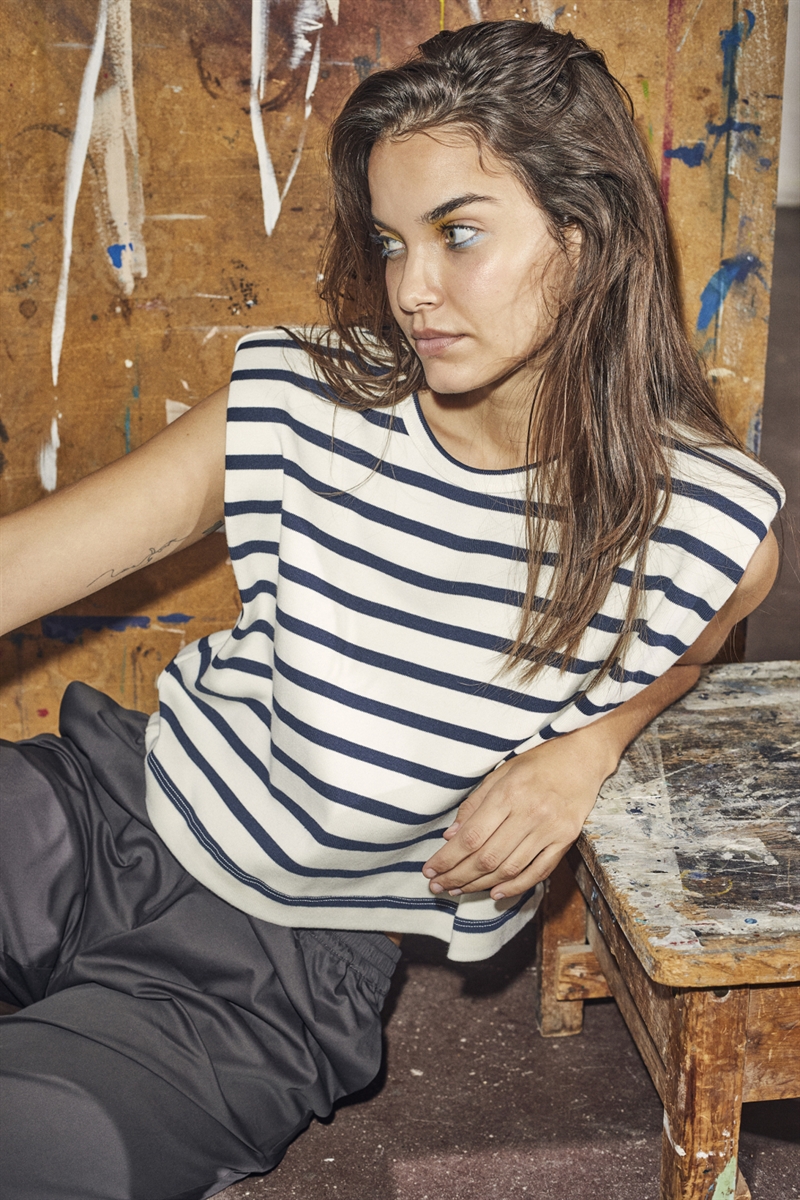 Co Couture ClassicCC Stripe ED Crop Tee Off white 33076 