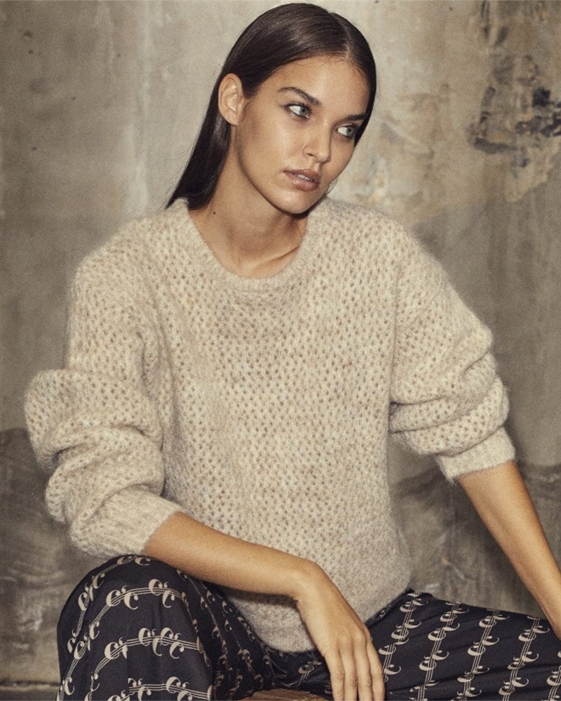 Co Couture CozyCC Hole Knit Bone 32129