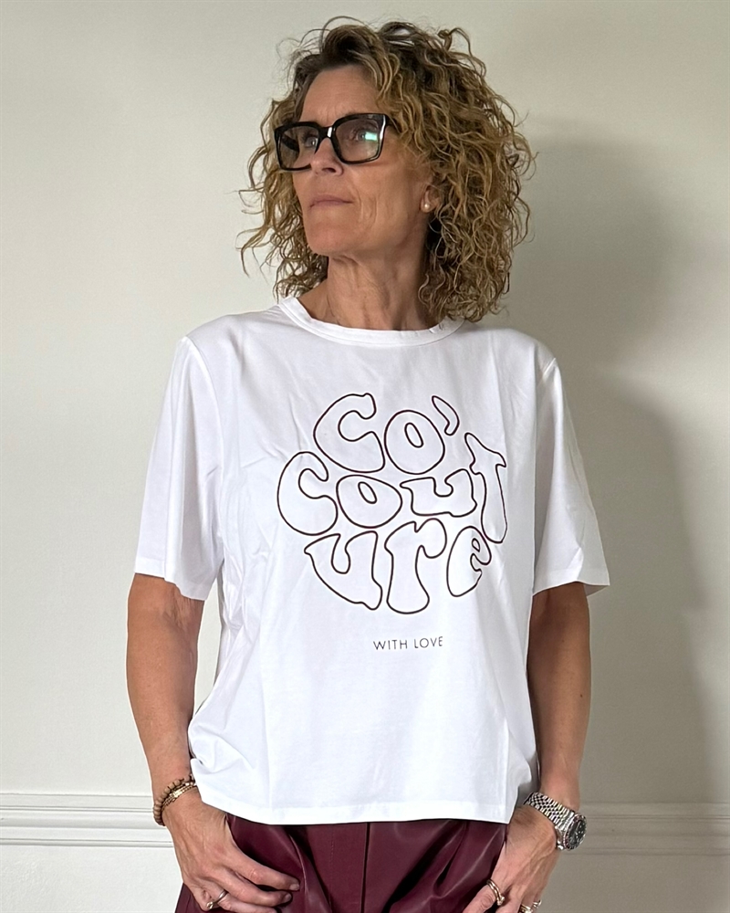 Co Couture SiaraCC Co couture Tee 33148 White-Burgundy