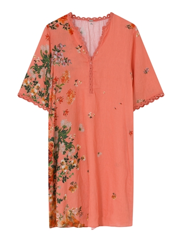 Gustav Costa shirt dress Coral w. Embr. Flower Print 49517 