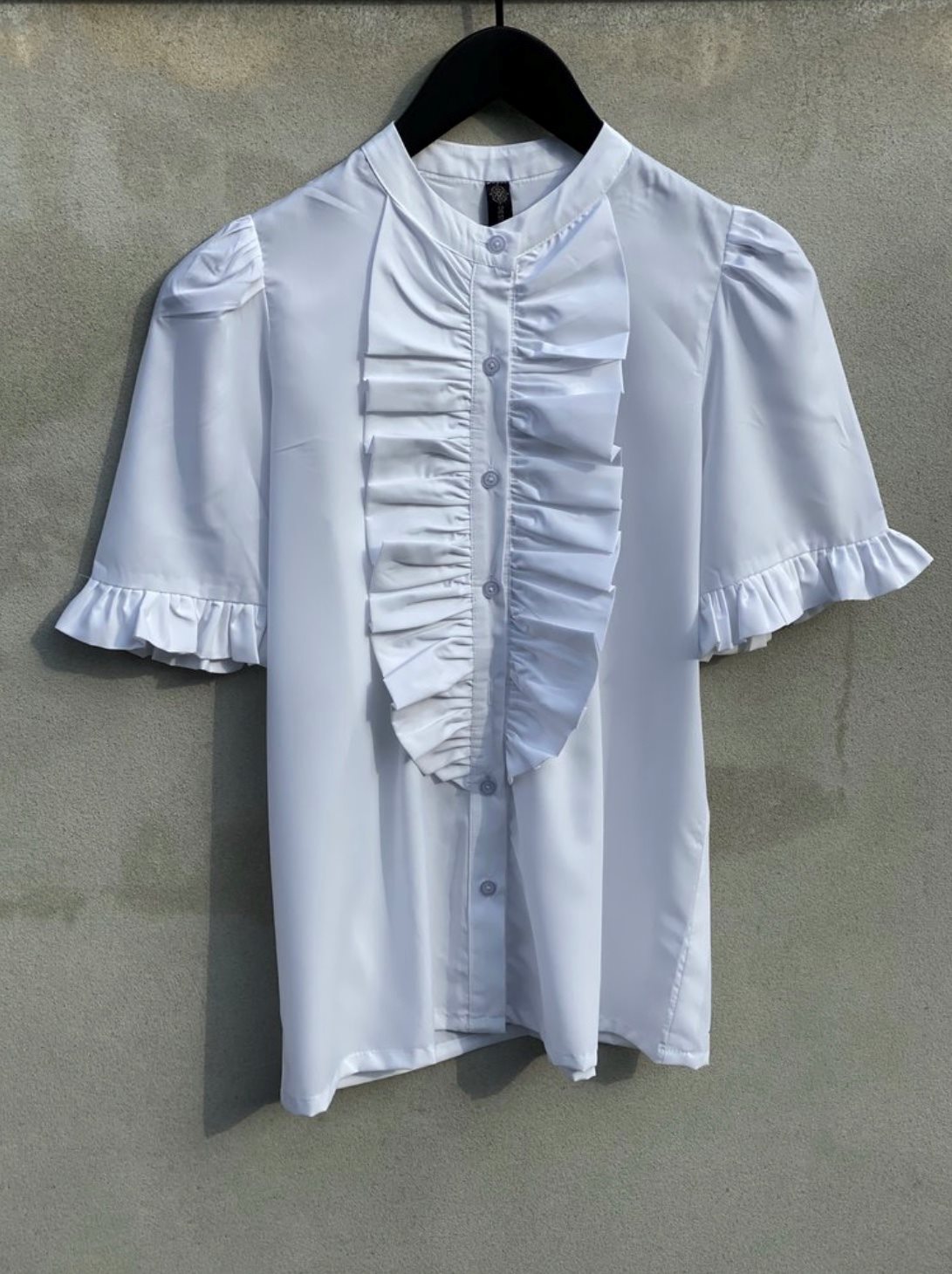 Design Laerke Anne Ruffle Kortærmet Skjorte - Hvid