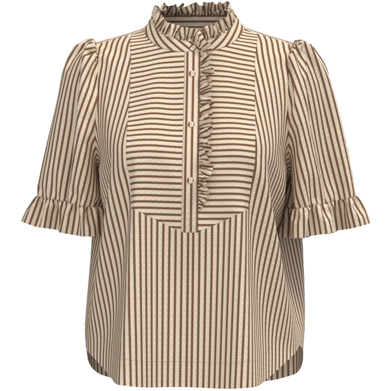 GOSSIA BenedicteGO Mo Blouse G2773 Skjorte Creme Brown Stripes 