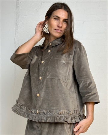 GASPAR Vigo Velvet Shirt 2510335 Sand〖 PRE-ORDRE〗KOMMER I DECEMBER