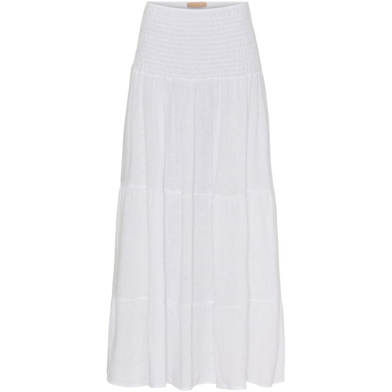 Hvid lang nederdel fra Marta Du Chateau med smocktalje og let rynket fald – perfekt til sommerens afslappede og feminine look.