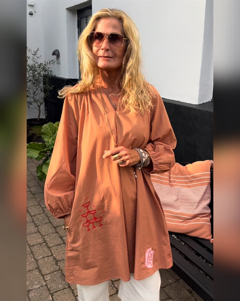 WAUW THE CHAMPAGNE TUNIC DRESS Amber brown 