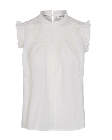 Co Couture Lola Linen Frill Top White 95672 