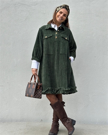 GASPAR Rio Corduroy Dress 2510704 Bottle green 