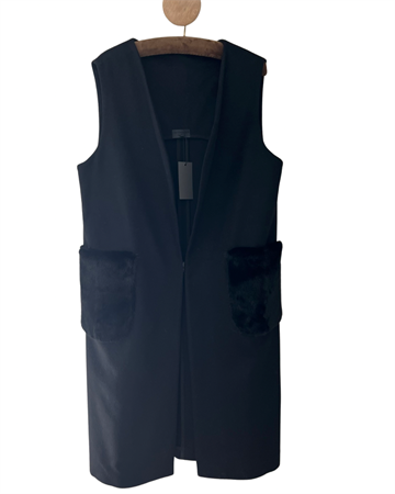 COSY CONCEPT FUR Vest Black with black mink lomme